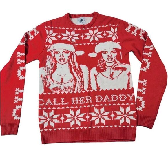 BarStool Sports Call Her Daddy Ugly Christmas Holiday Graphic Sweater Medium - Picture 1 of 6